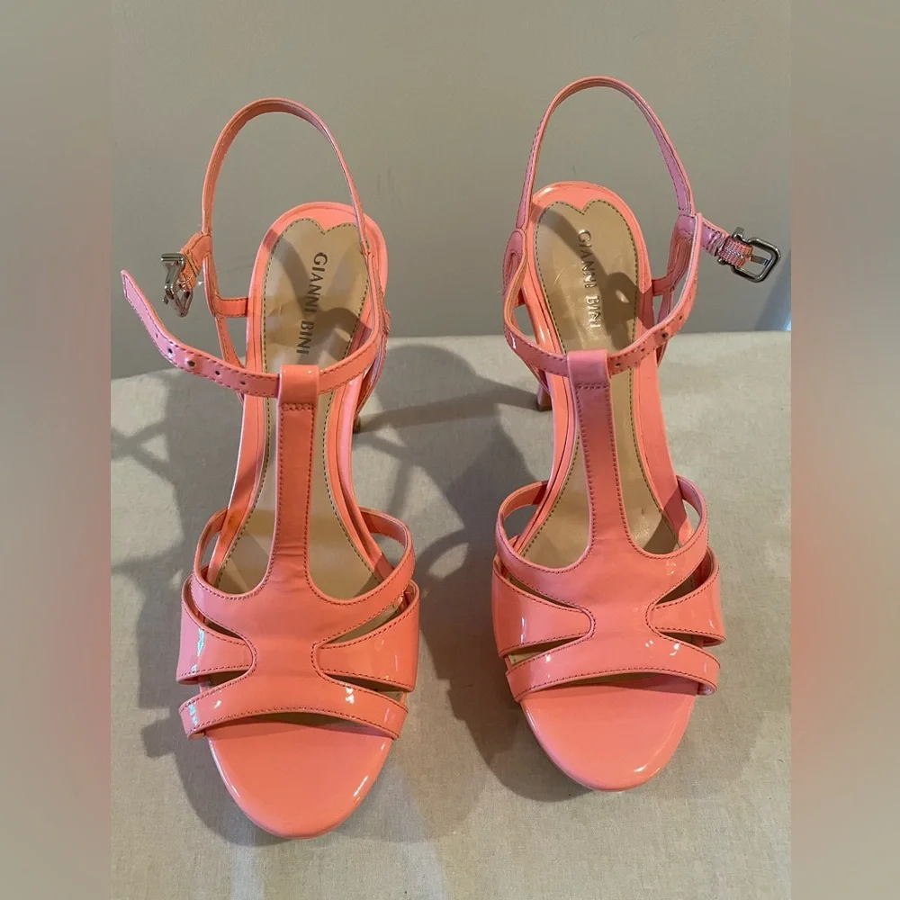 Gianni Bini Coral Patent T-Strap Platform High Heels